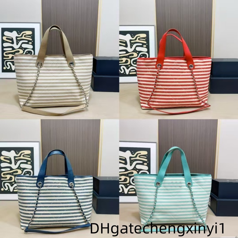 Tote Bag designer totebag women Beach Bag Stripe Shopping bags Thread iamond Lattice totes chain handbags