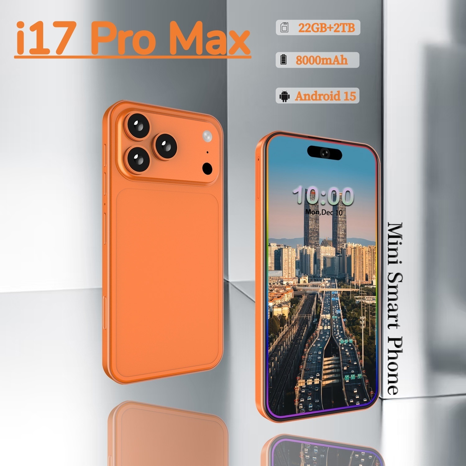 New i17Pro Max Original global version Snapdragon 8 Elite 12core 5G smartphone 5.3-inch incell screen resolution:1440*3040 pixels 72MP+108MP 8000mAh Fast Charger