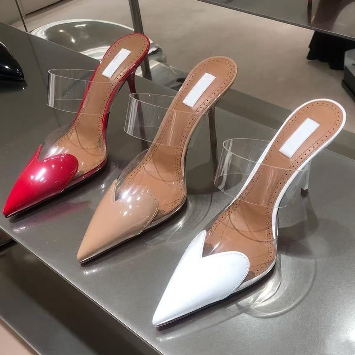 Elegant Womens stiletto Casual Designers Sandals Slingbacks heels mule Patent leather Pointed Toes shoes Business Party Evening Luxury high heels factory 46