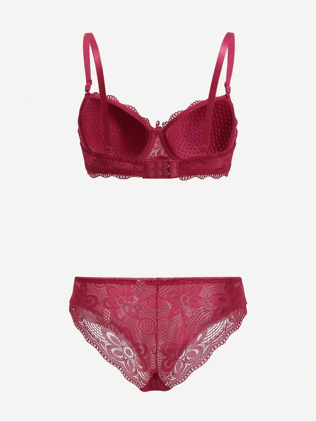 Viomisha Lingerie Set Lady Push Up Bras Set Transparent Floral Underwire Intimate Pretty Lace Underwear Panty Set Z260402