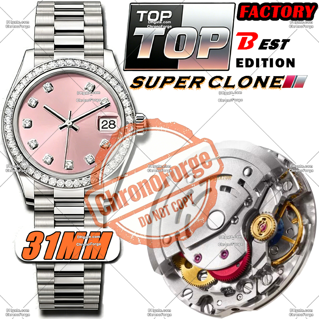 Super Clone Luxury Womens Watch Designer Watches Mirror Quality Diamond 31mm Montre de luxe Automatic Movement 904L Stainless Steel Sapphire Luminous