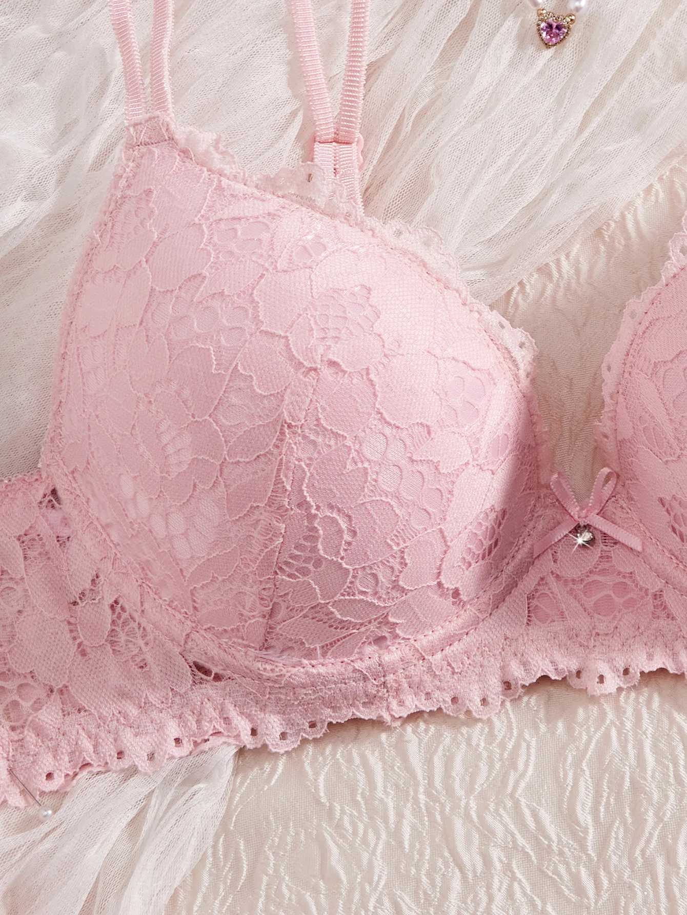 6-Piece Set Womens Bra and Panties Set Patterned Lace Patchwork No Lining Comfortable Fitting Womens Push up Bra Womens Underwear Set Z260402