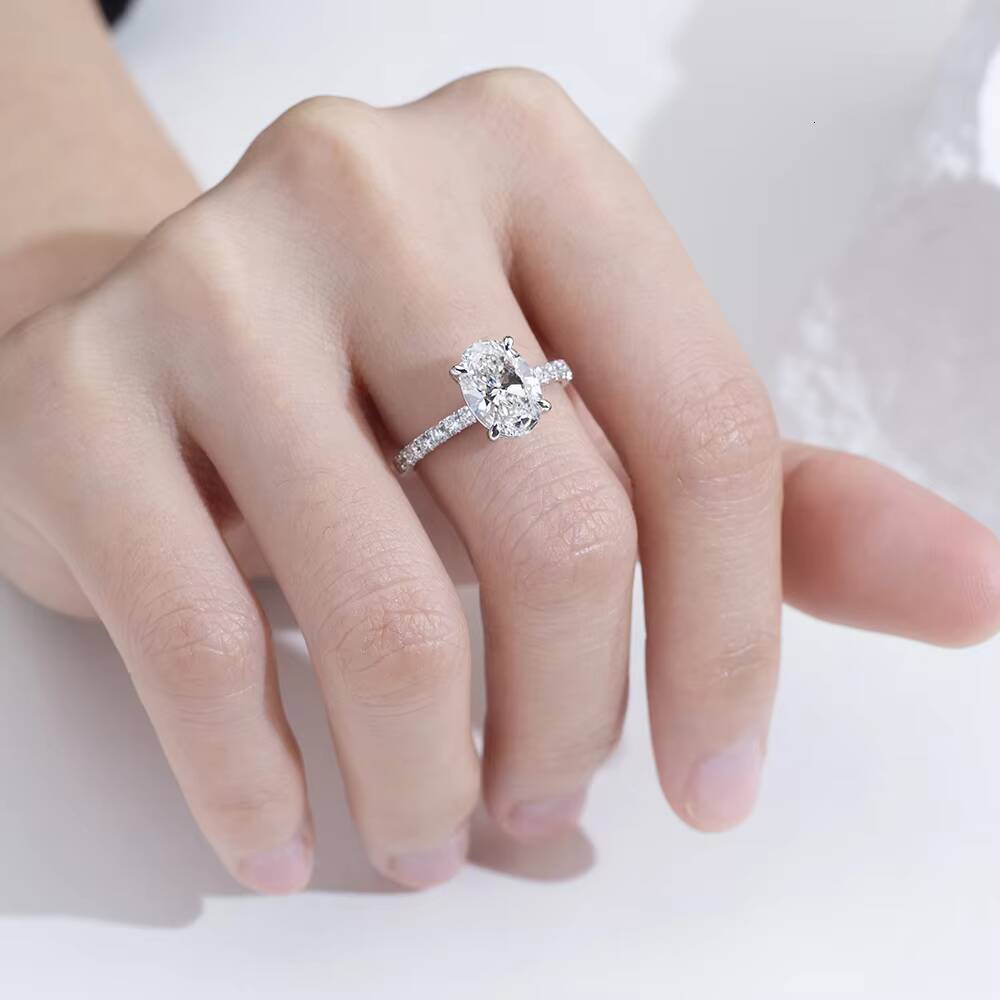 For Jewelry MSR-2050 18K Solid Gold Synthetic Lab Grown Oval Cut Diamond IGI Certified Luxury Ring for Women