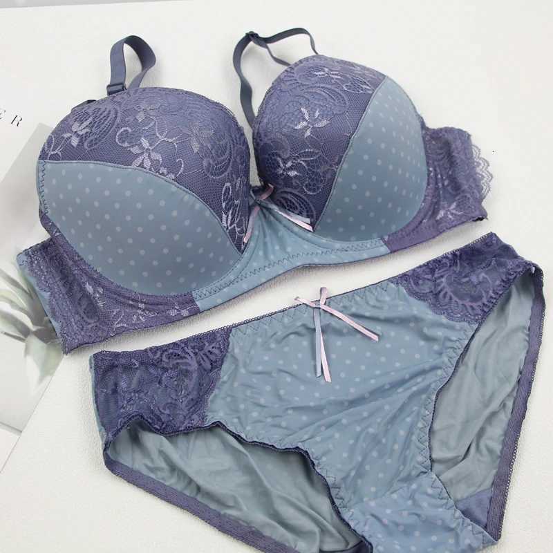 2023 New Lace Dot Floral Push Up Bra Sets For Women Underwear Plus Size Lingerie CDE Cup Underwire Brassiere Lingerie Z260402