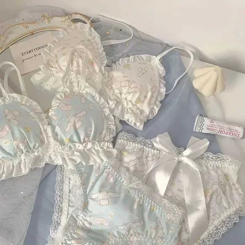 Laurel Dog Lingerie Womens sweet breathable lace bow Slimming no underwire retraction bra cover set Z260402