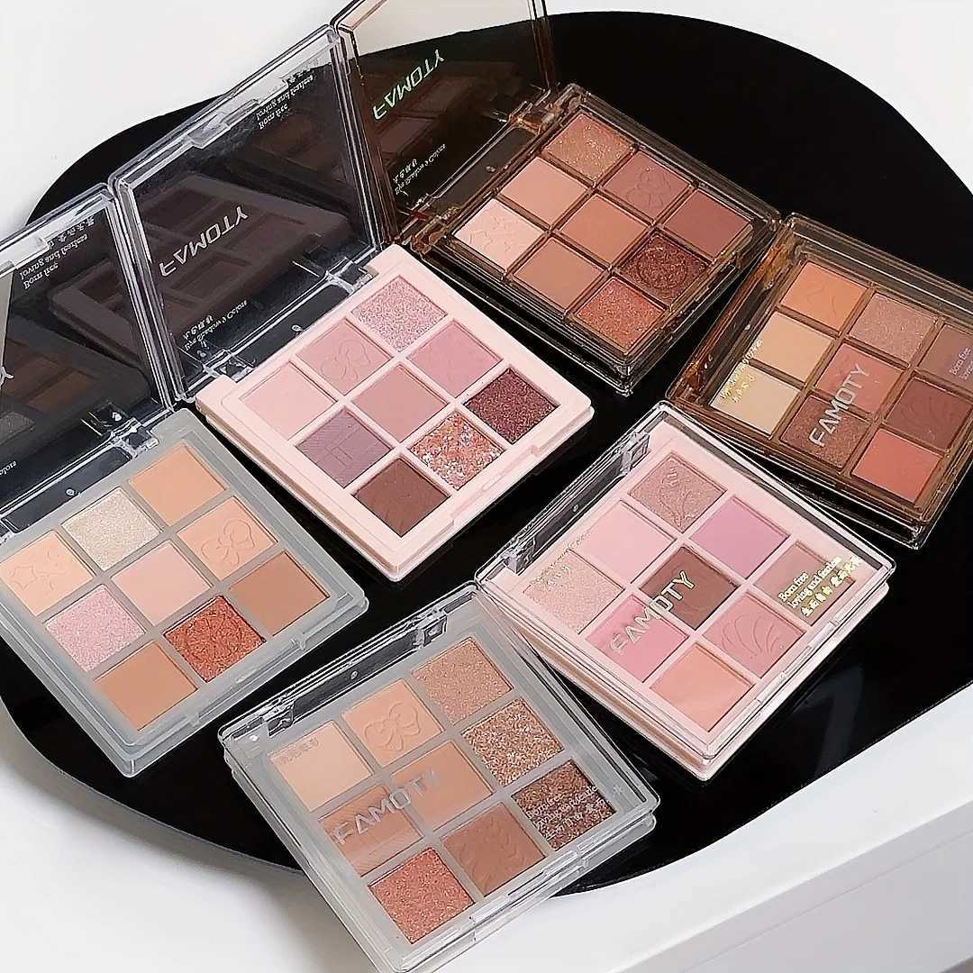 9 Colors Eyeshadow Palette Dark Black Grey Silvery Color Shimmer Matte Glitter Finish Smokey Style H260402