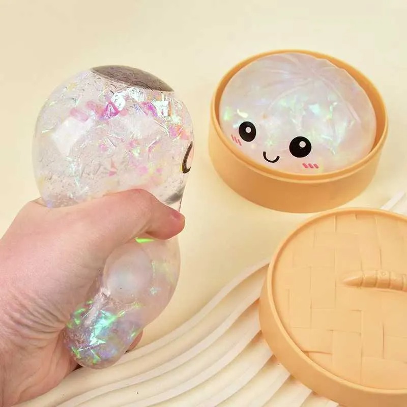 Rainbow Dumpling Squishies Soft Slow Rebound Sensory Squeeze Toy Relief Anxiety Fidget Stress Ball