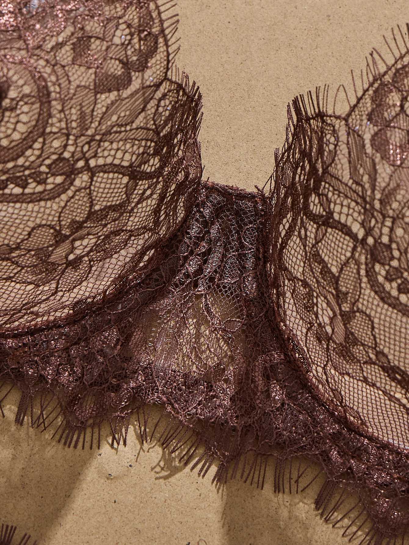 Ladies Basic Style Thin Lace Bra And Panty Set Seamless Single Layer Eyelet Underwear Comfortable Intimate Apparel Z260402