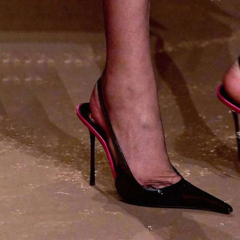 2026 Women Sexy Pointed Toe High Heeled Shoes For Woman's Thin Heels Slip-On Summer Pumps Luxury Lady Black Wedding Party Sandal