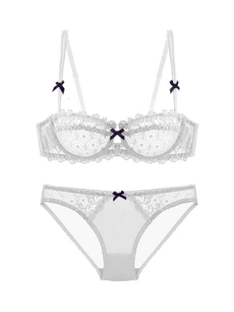 MOYISU Womens Lace Underwear Women Half Cup Push-up Big Chest Small Ultra-thin Breathable Pure Desire Larger Size Bra Set Z260402