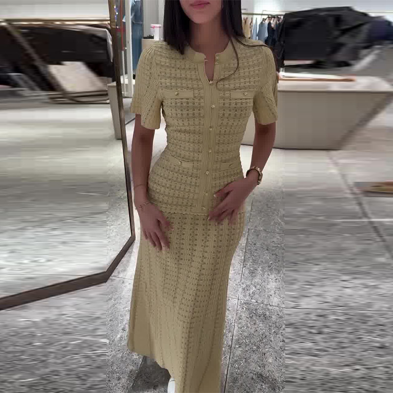 2026 New Fashion Designer Luxury Brand European And American Sexy Women's Fashion Elegant Slim Fit Hollow Short Sleeved Tight Fitting Women'