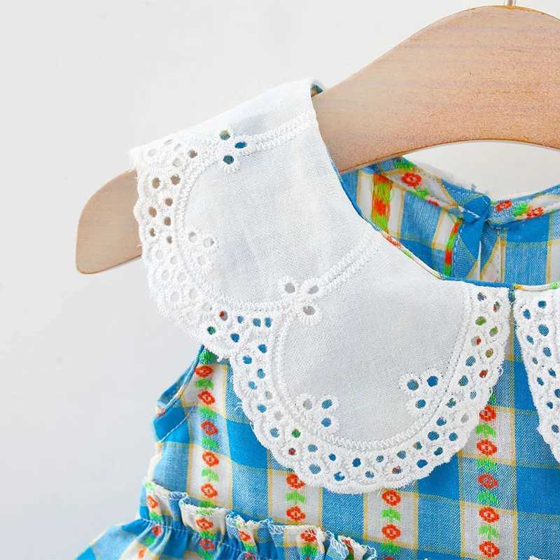 Baby Girl Dress Summer Cotton Plaid Floral Print Girl Dress Cute Sleeveless ChildrenS Princess Dress H260402