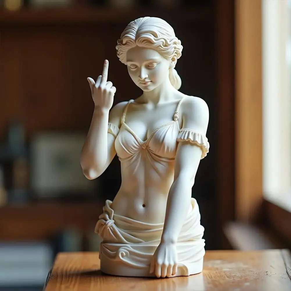 Vienna Goddess Statue Middle Finger Resin Art Decor Funny Offensive Sculpture Desktop Novelty Gift Decor Statue Home Decor 260317