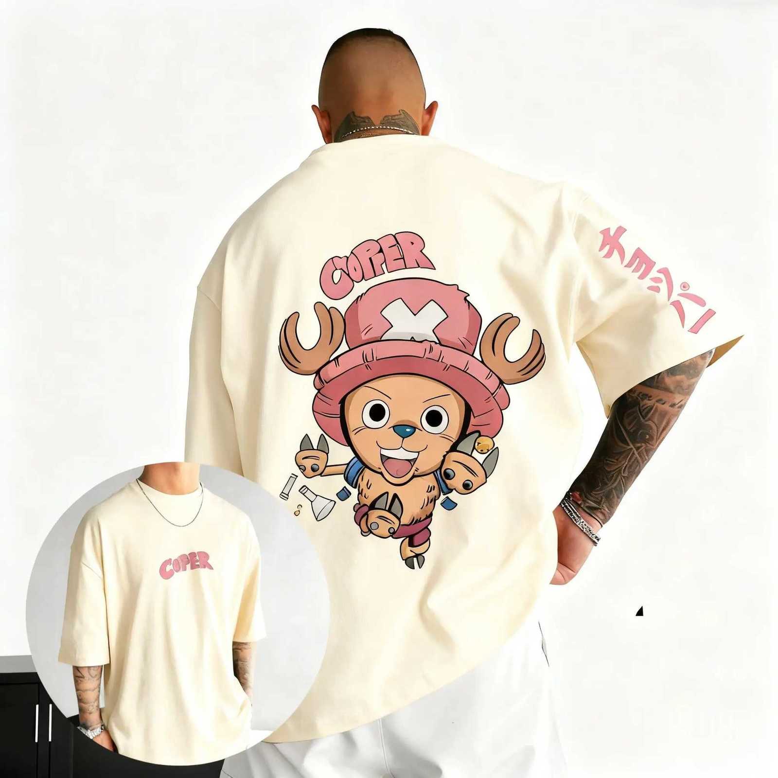Oversized Vintage One Piece Chopper T Shirt Men Women Anime Graphic Tee Cotton Short Sleeve Loose Casual Tops Summer Y2k Clothes C2604026