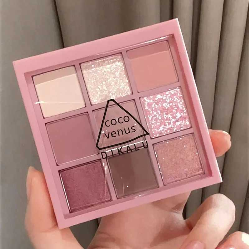 New Nine-color Eyeshadow Palette Rose Pink Color Pearly Matte Glitter Eyeshadow Pallete Shiny Eye Shadow Eye Pigments H260402