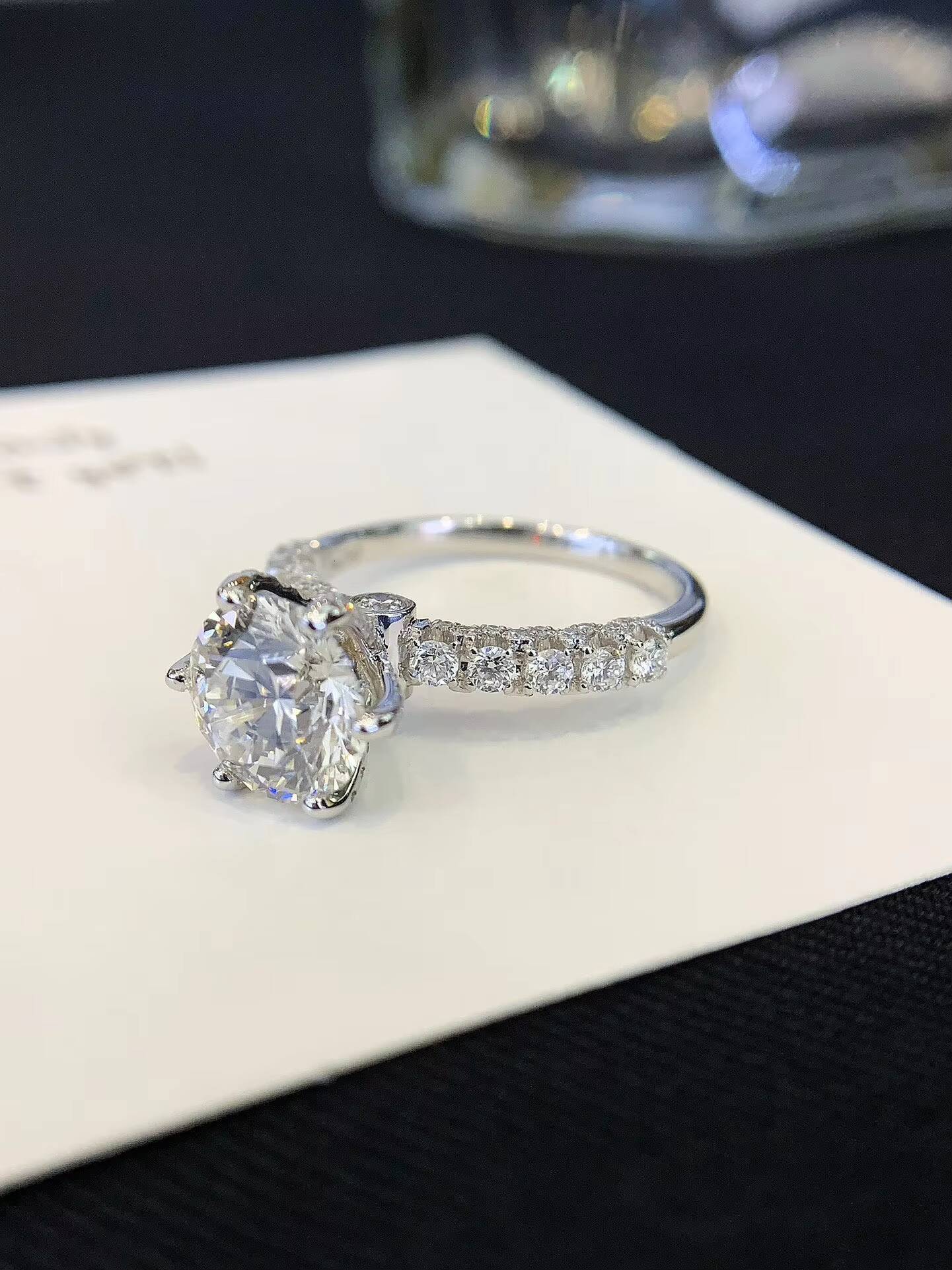 PT950 18K Gold Luxury Womens Wedding Ring 1 Ct Round-Cut Lab-Grown Diamond IGI Certified Fashion Rings