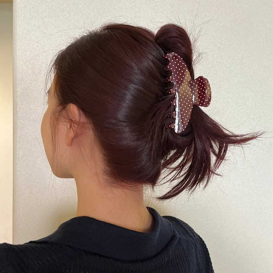 Fashion Large Hair Claw Clips for Women Girls Retro Checkered Polka Dot Strong Hold Non-slip Hair Accessories for Everyday Wear H260402