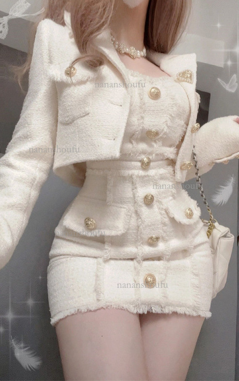 2026 Designer Set Luxury Fashion French Fragrant Weaving New Style Elegant Short Coat With Waist Bag And Hip Skirt Two Piece Set Trendy Casual Women&#