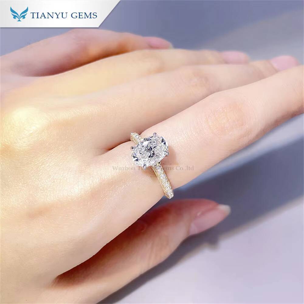 Tianyu Custom Jewelry 1 2 3 4 5 10 Ct Real 14K 18K Oval Lab Created CVD Wedding Solid Gold Lab Grown Diamond Engagement Ring