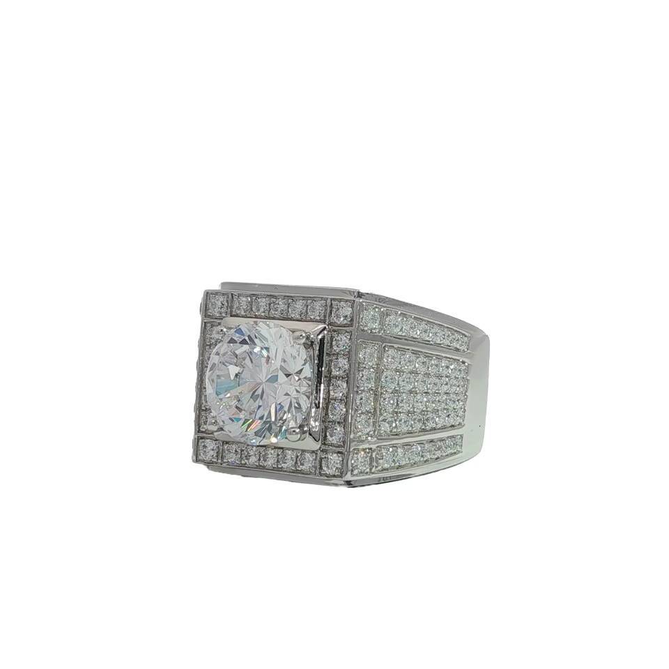 18K White Gold Luxury Mens Ring 3 Ct Empty Setting Customizable 18K White Gold Solitaire Jewelry Featuring Lab Grown Gift