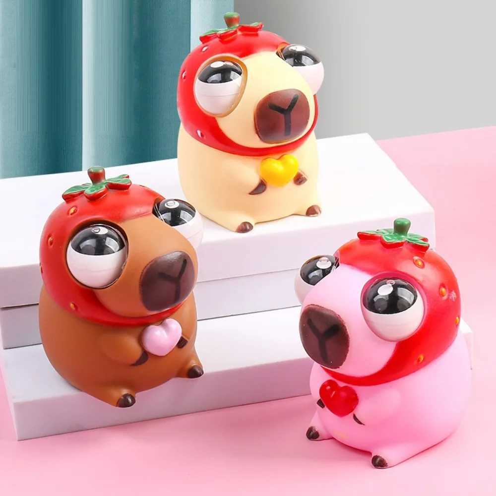 Cartoon Burst Eye Capybara Squeeze Toy Funny Soft Capybara Big Eyeball Pinch Toy Capybara Figure Stress Relief Toy Kids Gifts H260402