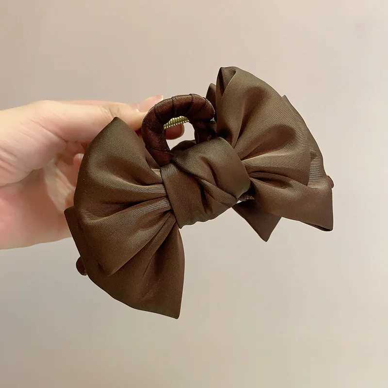 Leopard Print Bow hair claw Women large claw clip Satin Solid Color HairClip Denim HairAccessories H260402