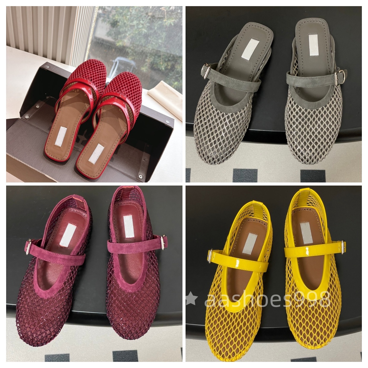 Alaialys Designer Ballet Flat Shoe for Women Mary Jane Loafer shoe luxury sandal Fashion sliver Patent Leather Dress Casual slide rhinestone slipper Ballerina