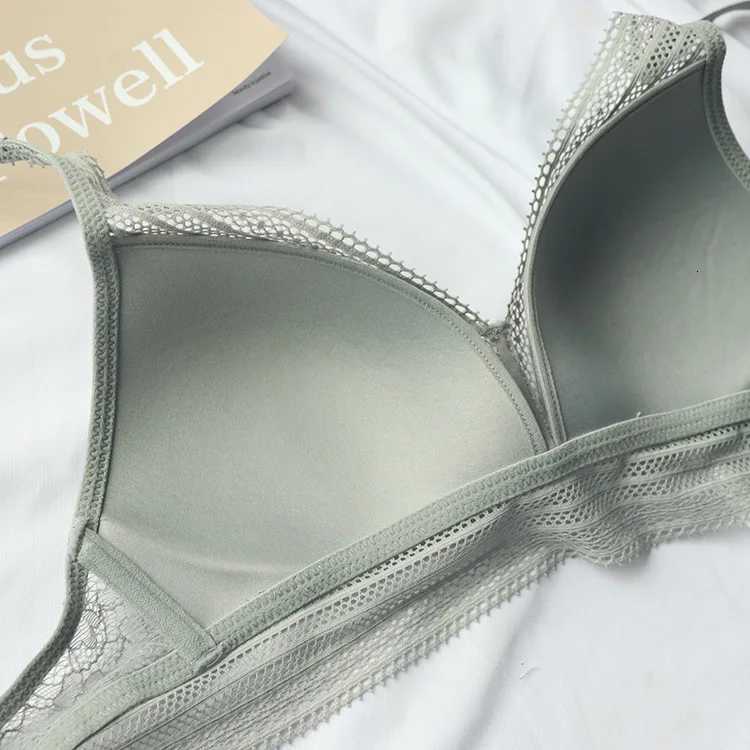 New Women 4 Colour Underwear French Wire-Free Ultra-thin Bralette Lace Triangle Cup Push Up Bra Set Cotton Bra and Panties Z260402