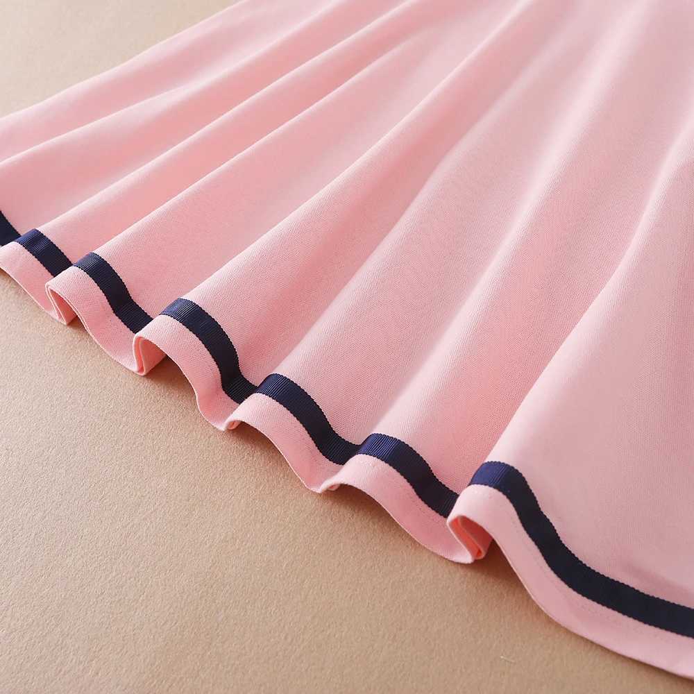 Girls Summer Dress 2024 Turn-Down Collar Clothes Children Preppy Style Embroidered School Sundress Kids 5-12 Years H260402