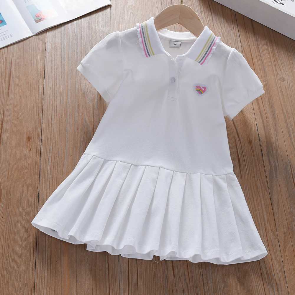 Toddler Girls Dress Ages 2-6 Yellow Collared Summer Cotton Clothes for Children Cute Casual Outfit H260402