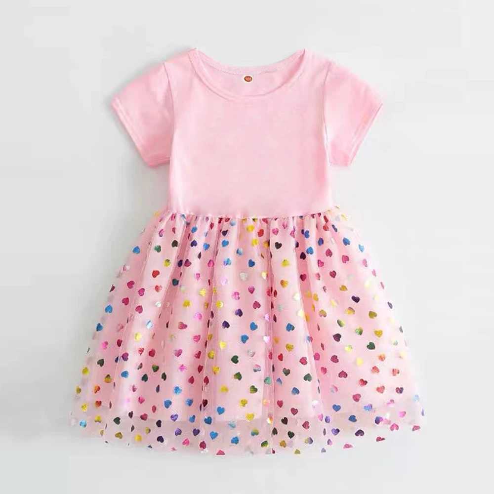 New Kids Clothes Princess Dress Summer Baby Girls Dress Short-sleeved For Children Birthday Party Girl Dress 2-8Y H260402