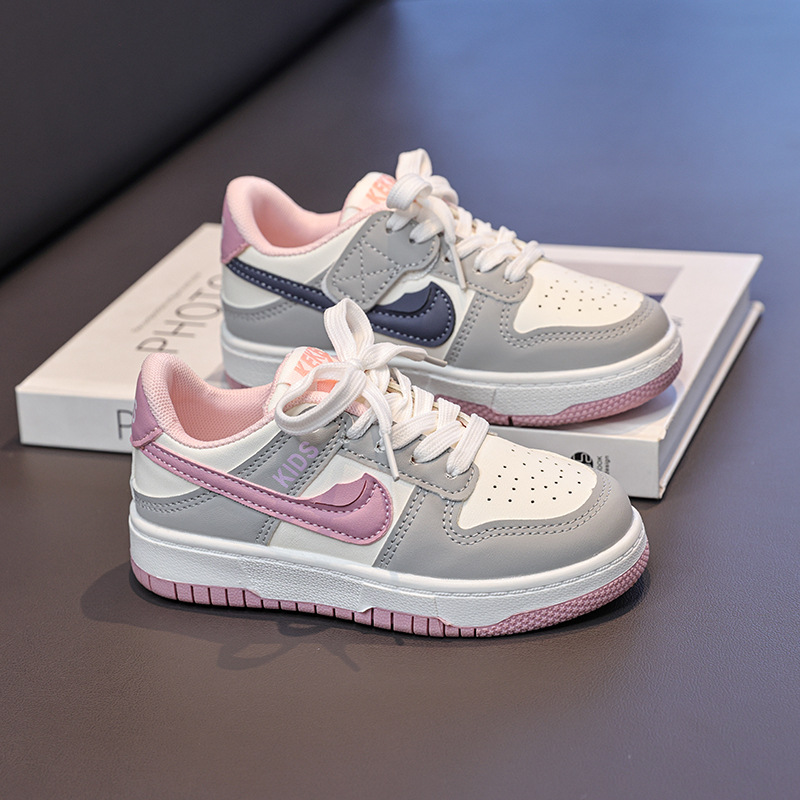 Girls Spring Summer Casual Sneakers Kids Color Block Low Top Skate Shoes Easy Tie Laces for Independent Wear Suitable for School Daily Free Shipping s