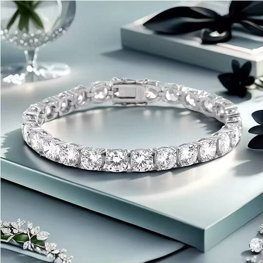 Fine High-end 65mm5A Zircon Bracelet 925 Silver Hip-hop Tennis Chain Fashion Ins Design Full Diamond Bracelet