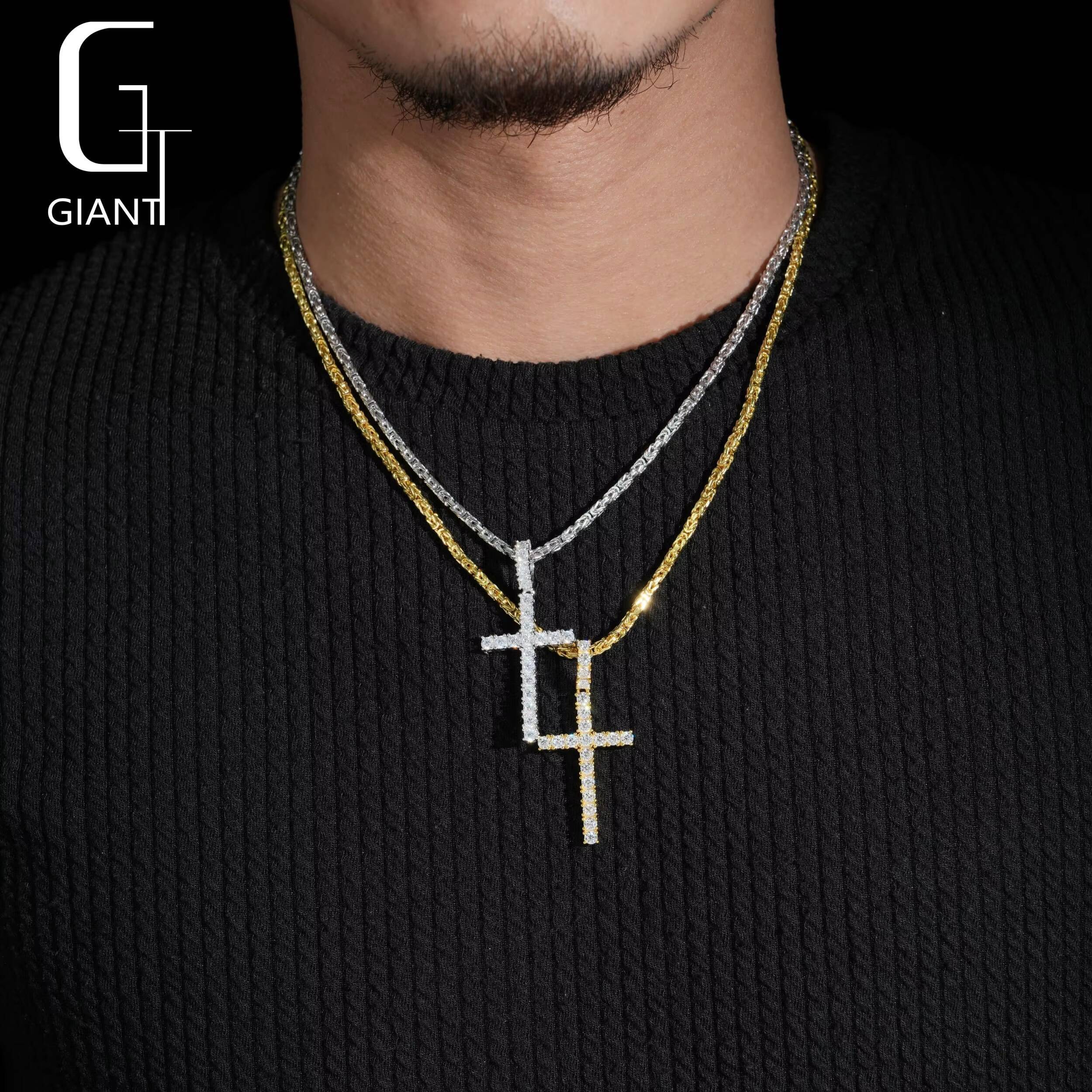USA Local Stock VVS Moissanite Jewelry Iced Out Silver 925 Jewelry Moissanite Cross Pendant for Man