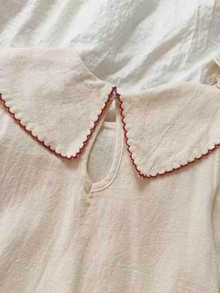 Girls Embroidered Peter Pan Collar Dress French Sweet Bow Loose Forest Pastoral Artistic Dress Spring Autumn Retro Dress H260402