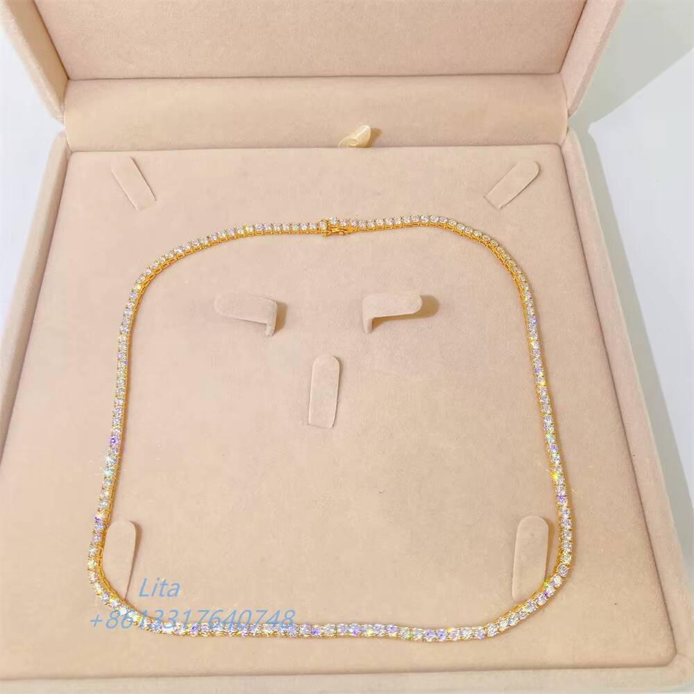 Hot Sale Luxury 18 20 22 24 Men Women Necklace Real Gold 10k 3mm Moissanite Tennis Chain