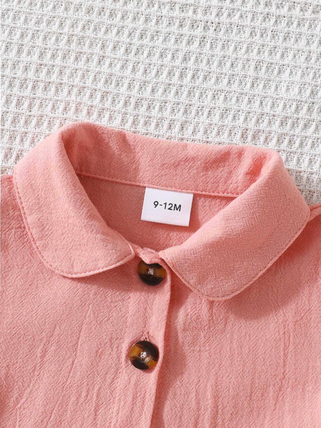 Girls Summer Casual Soft Pink Collar Dress Infant Girls Clothing Lightweight Comfortable Fashionable Toddler Girl Dress H260402