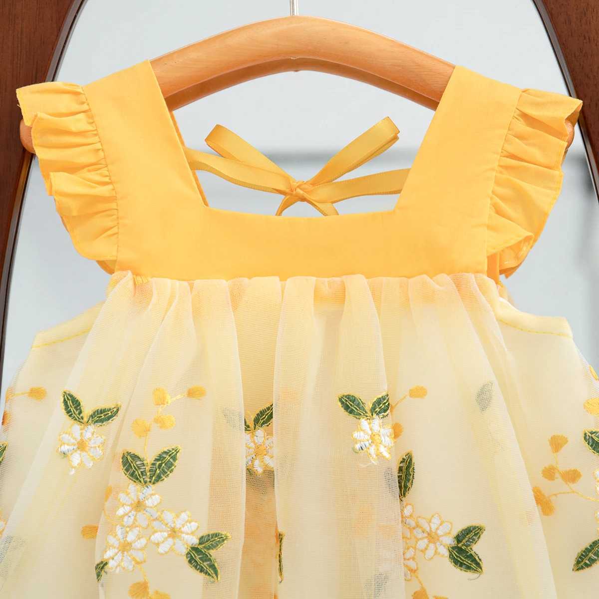 0-3 Year Old Baby Girl Princess Dress Summer New Sweet Flower Embroidered Chiffon ChildrenS Sleeveless Clothes H260402