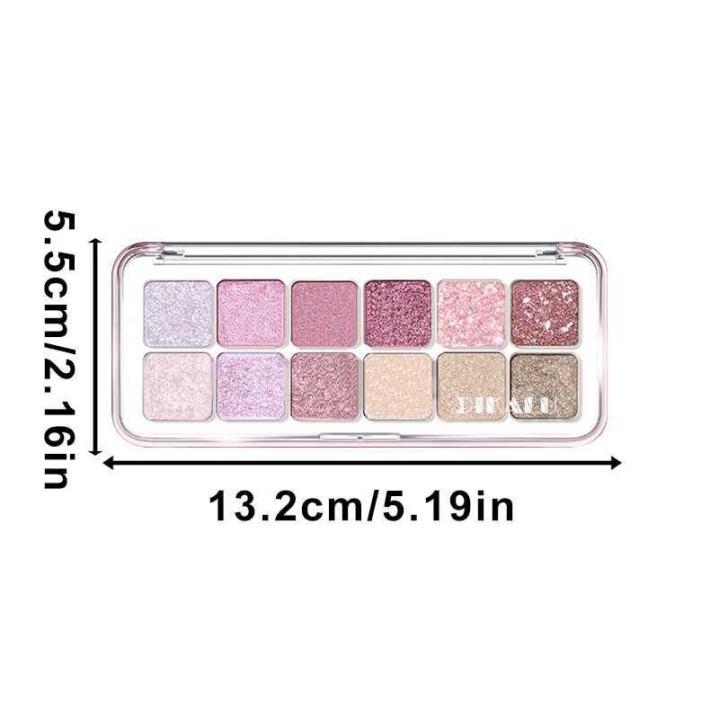 All Glitter Peach Sequin Eyeshadow Palette 12Colors Pink Pearly Highlights Shiny Polarized Flash Charming Eyes Makeup Pallete H260402