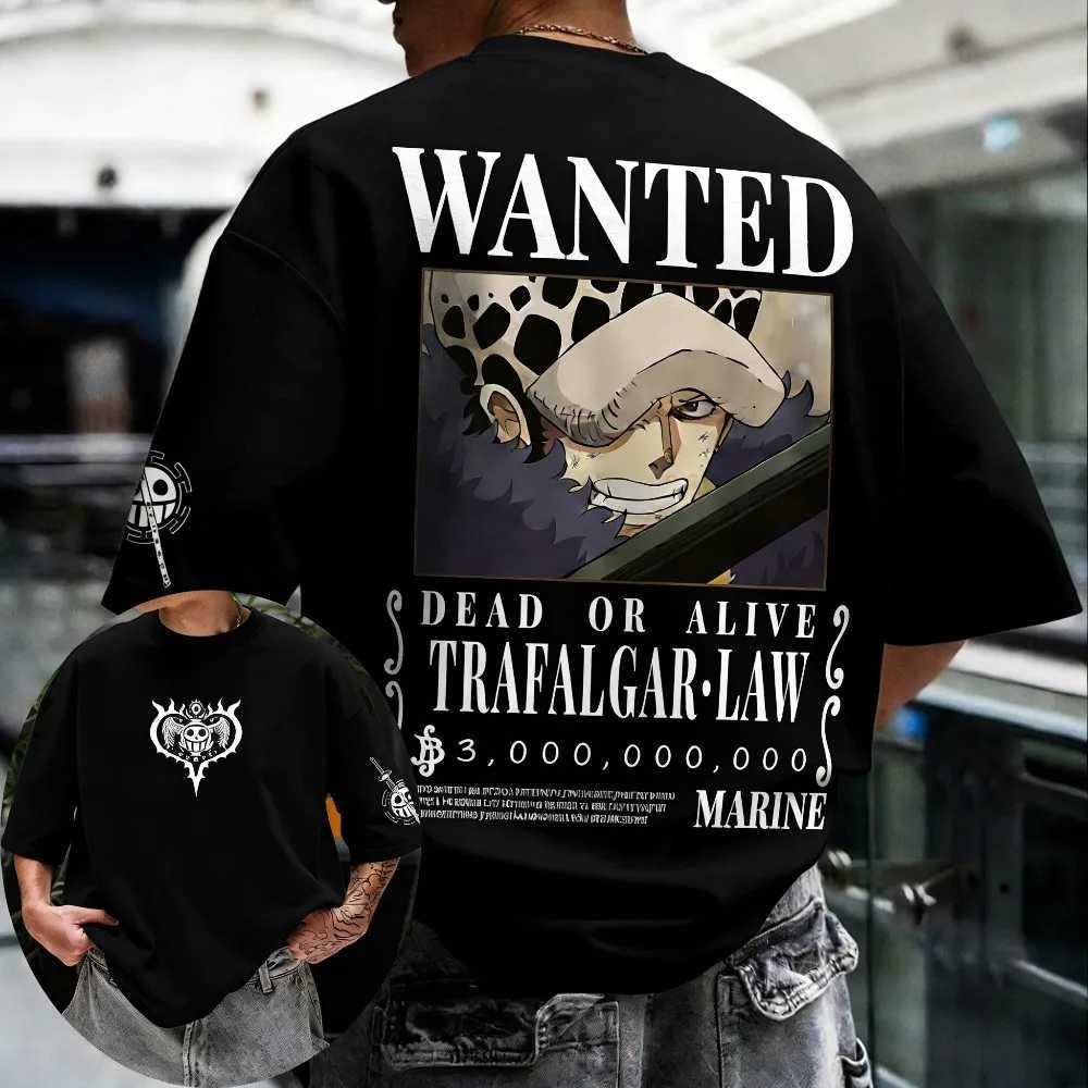 Unisex Cotton T-shirt ONE PIECE Trafalgar D Water Law 2026 Summer Anime Printed Oversized Loose Parent Child Short Sleeve C260402
