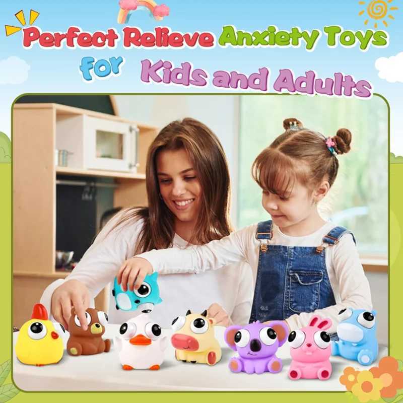 Childrens creativity cute and lifelike animals explosive eyes squeezing and relieving staring little dolls venting toys H260402