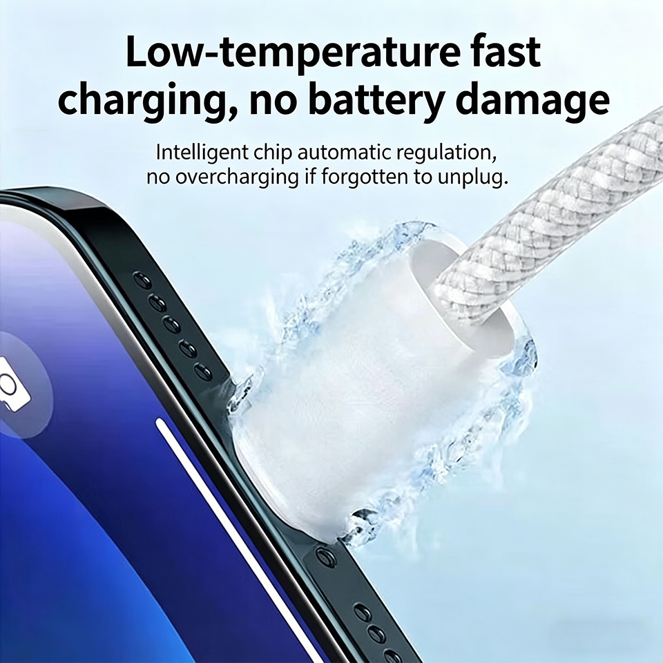 Dual Head Type-C 60W Braided Fast Charging Cable for iPhone 15,16,17 Series & All Type-C Android Smartphones - view 4