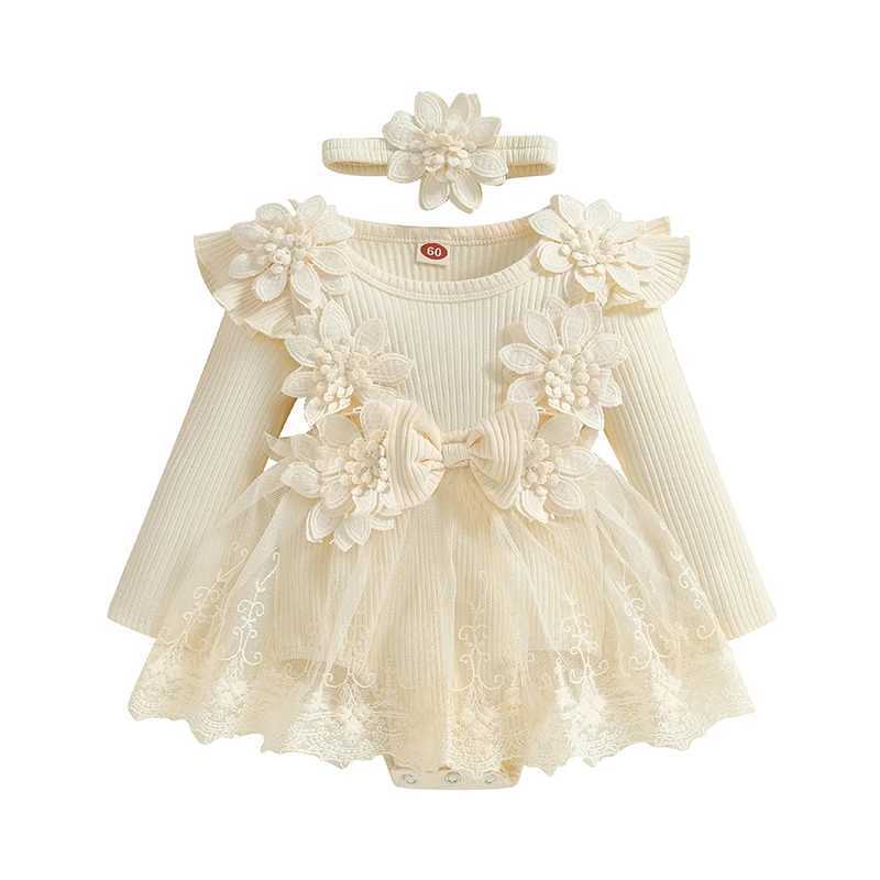 Little Princess Birthday Party Dress Embroidery Flower Lace Tutu Romper Dress Infant Baby Girl Clothes Outfits H260402