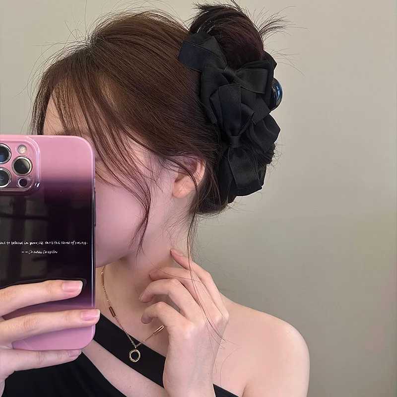 Girls New Claw Clips Korean Version Sweet Style French Style Bow Hair Clips Womens Claw Clips Large Shark Clip Kawaii Headwear H260402