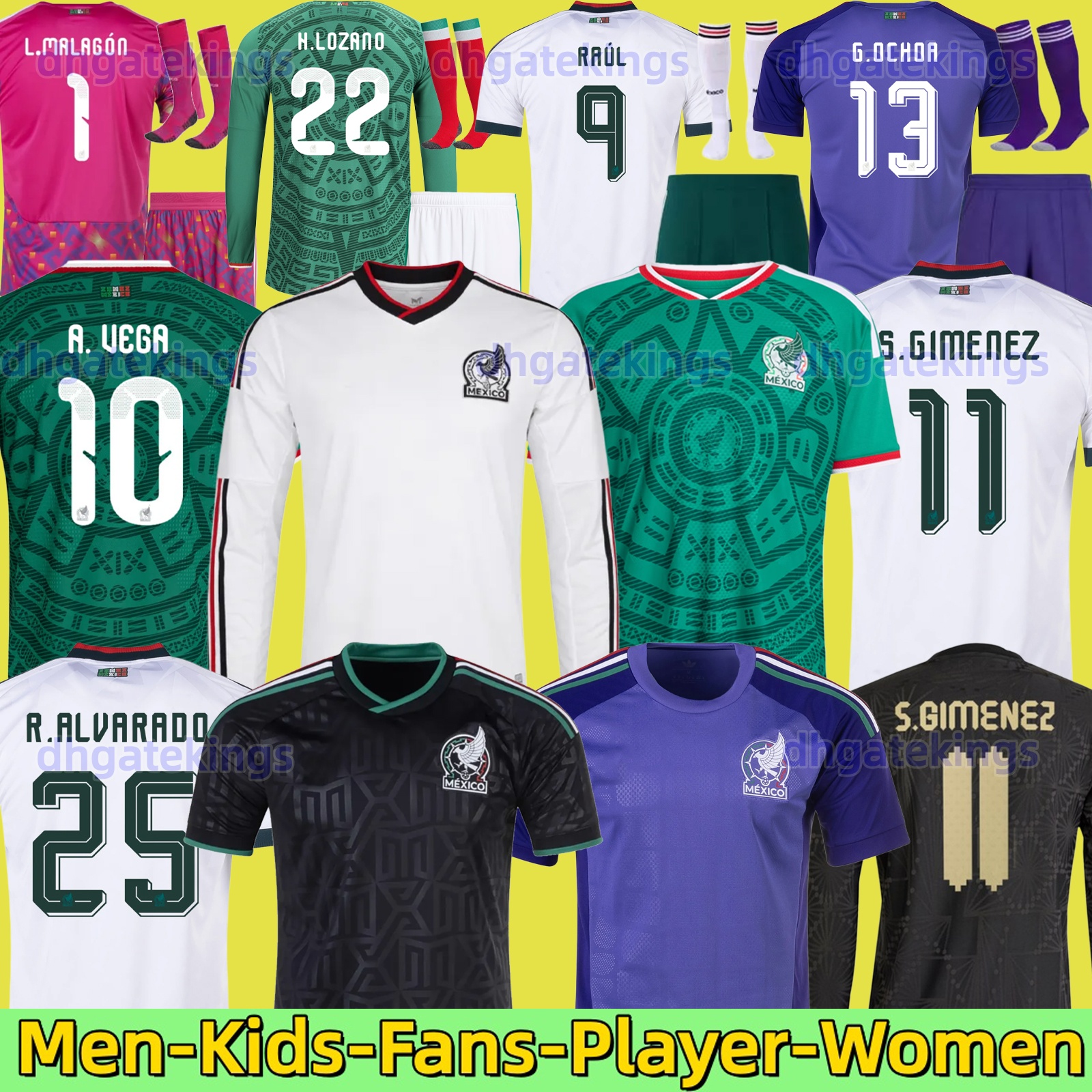 Mexico 2026 World Cup RAUL CHICHARITO Soccer Jerseys LOZANO 24 25 H.LOZANO Men Kids Football Shirts Uniforms Fans Player Version GIMENEZ 2025 long sleeves