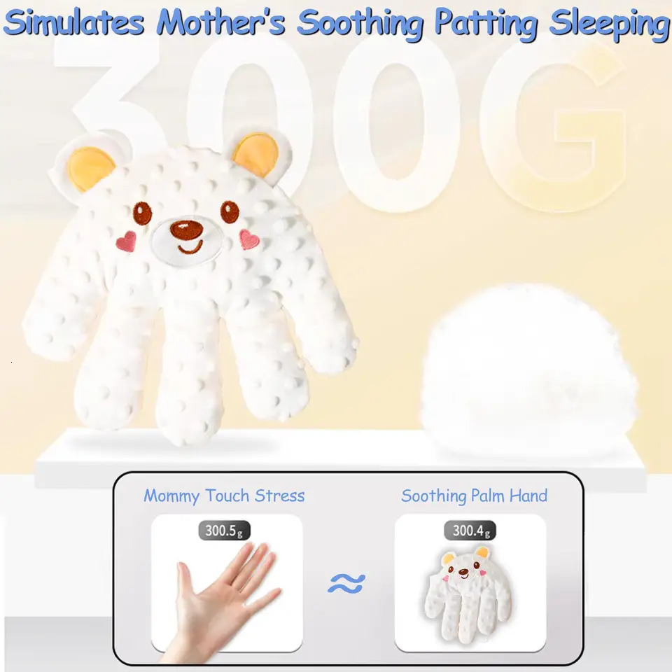 Baby Patting Soothing Palm Sleepping Soother Patting Toy Pillow Startle Prevention Cartoon Animal Baby Pillow with Red Bean 260402
