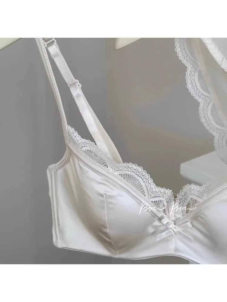 YUQI French Luxury Silk Bra for Small Bust Women Adjustable Slimming Bralette Panty SetComfort Sheer Lingerie set bra Z260402