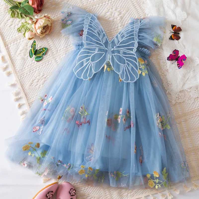 Summer New Cute Butterfly Chiffon Baby Girl Dress Princess Style ChildrenS Clothing 9 Months -4 Years Old H260402