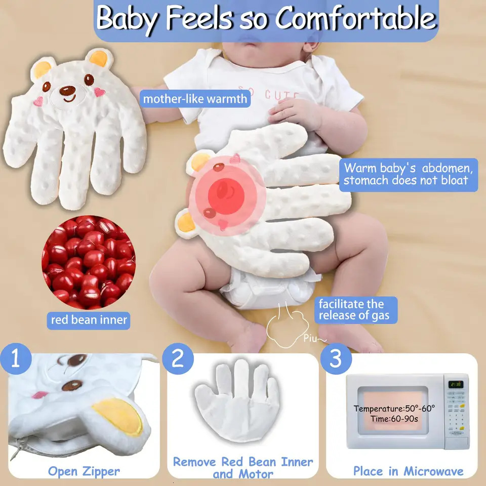 Baby Patting Soothing Palm Sleepping Soother Patting Toy Pillow Startle Prevention Cartoon Animal Baby Pillow with Red Bean 260402