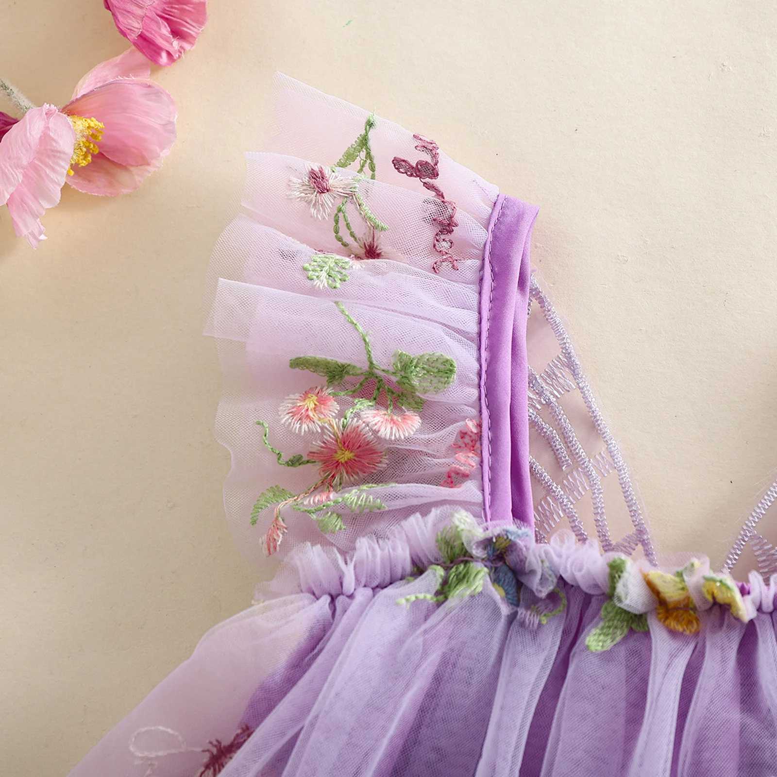 Princess Baby Girls Mesh Romper Dress Lovely Flower Butterfly Embroidery Sleeveless Cute Summer Jumpsuit Newborn Bodysuits H260402